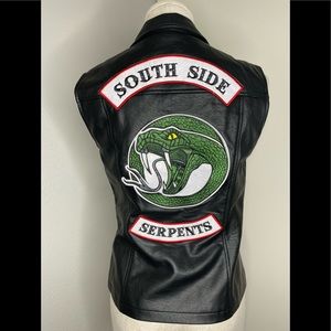 Women’s Riverdale Serpents South Side Leather Women Black Vest NWOT M